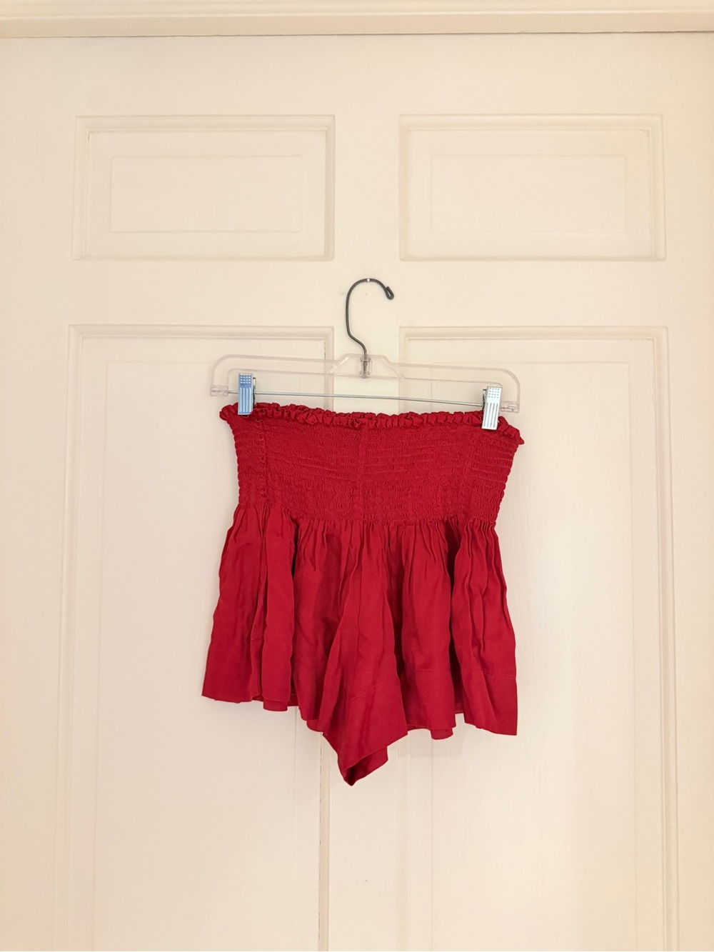 Smocked Waist Red Ruffle Skort
